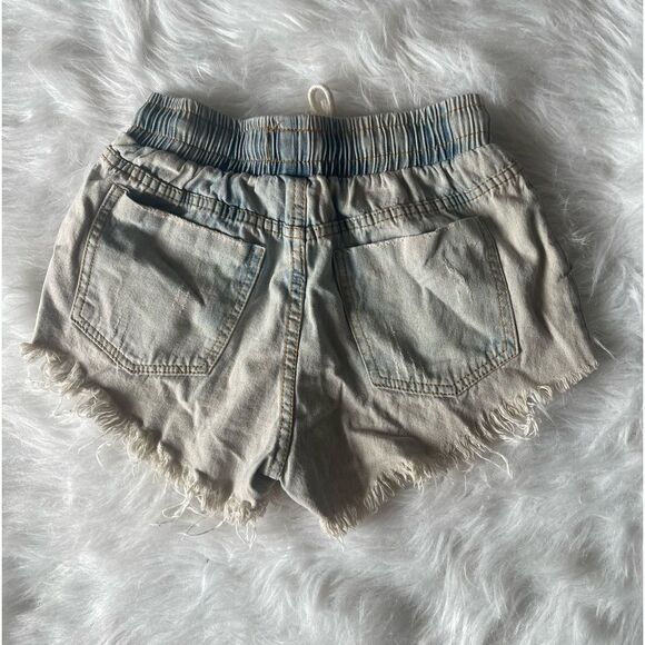 Denim shorts with drawstring front!! Distressed Bleach Wash. ⭐️ Size Sm - Picture 1 of 2